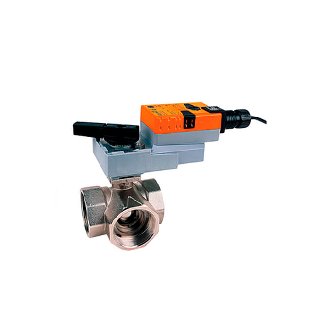 B330+ARB24-SR | Conjunto de Válvula de controle (CCV), 1 1/4", 3 vias, Cv 19  com atuador proporcional, AC/DC 24 V